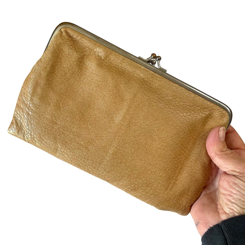 Lulus Tan Snap Close Double Kiss Lock 8β Clutch Wallet